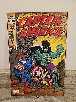 Buy Retro Comic Book Wood Wall Art Marvel Comics Captain America 110 Steranko 13x19 • 20.52£