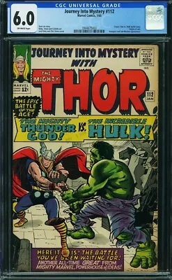 Buy Journey Into Mystery 112 CGC 6.0 (1965), 1st Hulk Vs Thor Battle, Origin Of Loki • 394.51£