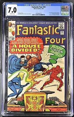 Buy Fantastic Four # 34 CGC 7.0, First Gregory Gideon, Beatles Appear • 182.70£