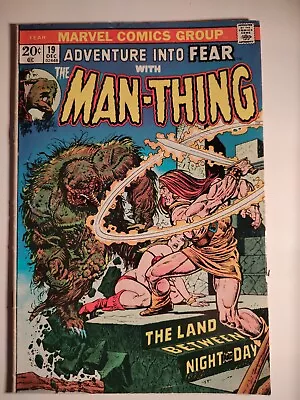 Buy Adventure Into Fear #19, Man-Thing, FN-/5.5, 1973, 1st App. Howard The Duck 🔑🔑 • 87.95£