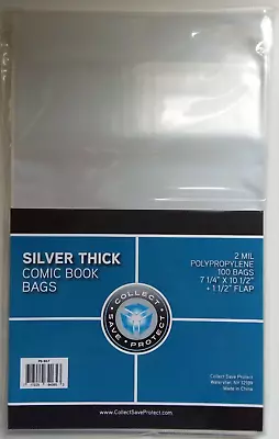 Buy (100) CSP Silver Thick Comic Book Bags Protectors No PVC NIP 7 1/4x10 1/2  1.5  • 5.79£