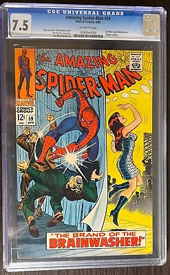 Buy Amazing Spider-Man 59 CGC 7.5 VF- 1st Mary Jane Watson Cover - Off White 1968 • 217.07£