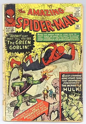 Buy Amazing Spider-Man 14 (GOOD) Ditko 1st GREEN GOBLIN Hulk 1964 Marvel Comics Y492 • 878.67£
