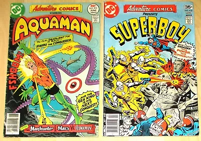 Buy Adventure Comics #451 & #456 (DC Comics, 1977/78) Aquaman, Superboy, Hawkman • 4.50£
