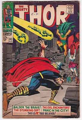 Buy Mighty Thor #143 Good-Very Good 3.0 Living Talisman Stan Lee Jack Kirby Art 1967 • 11.20£