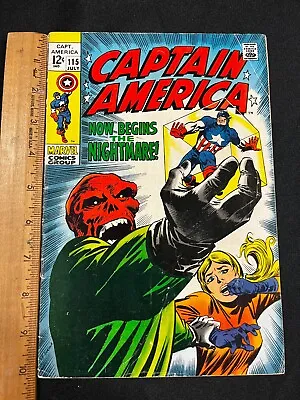 Buy 1969 July Issue #115 Marvel Captain America Silver Age Iconic Cover (aa) 101322a • 43.44£