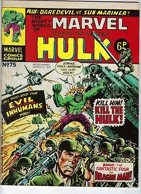 Buy MIGHTY WORLD OF MARVEL # 75 -Vintage UK Comic 9 Mar 1974- VG 4.0 Superheroes • 3.95£