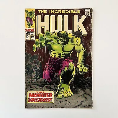 Buy Incredible Hulk #105 VG 1968 1st Appearance Missing Link Cent Copy Pen On Cover • 48£