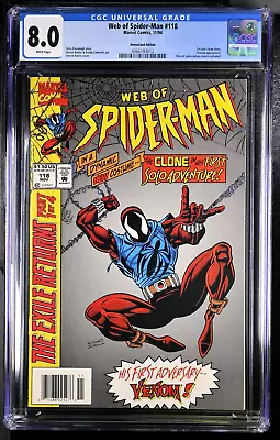 Buy NEWSSTAND Web Of Spider-Man #118 ~ CGC 8.0 WP ~ 1st Ben Reilly Scarlet Spider 🔑 • 138.62£