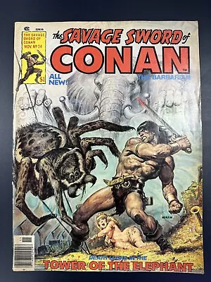 Buy THE SAVAGE SWORD OF CONAN 24 Marvel UK COMICS 1977 GOOD Cond • 5£