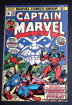 Buy Captain Marvel #28 Bronze Age Marvel Comics 11st Appearance Of Eon VF- • 29.99£