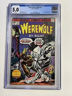 Buy Werewolf By Night 32 Cgc 5.0 White Pages 1st Moon Knight Marvel 1975 • 699.57£