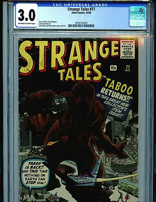 Buy Strange Tales #77 CGC 3.0 1960 Atlas Marvel Comics Taboo K43 • 197.11£