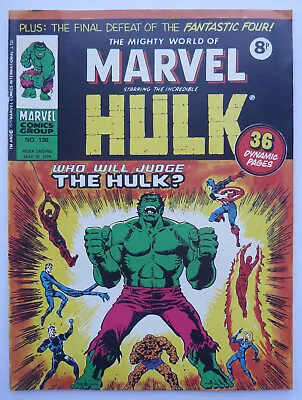 Buy Mighty World Of Marvel #136 - Hulk - Marvel UK Comic - 10 May 1975 VF- 7.5 • 7.25£