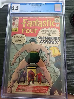 Buy FANTASTIC FOUR #14 MARVEL | FEB 12, 1963 Story Stan Lee Art Jack Kirby CGC 5.5 • 434.83£
