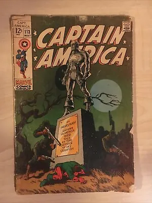 Buy Captain America #113  Classic Jim Steranko Cover! (Marvel 1969) Hot Key Issue!! • 19.82£