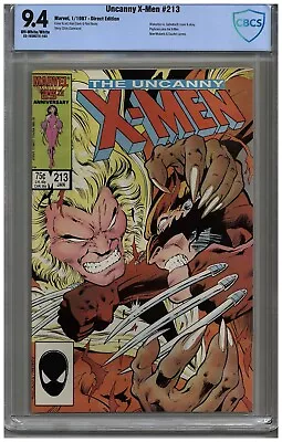 Buy Uncanny X-Men #213  CBCS  9.4  NM  Off-white/wht Pgs  1/87  Wolverine Vs Sabreto • 92.49£