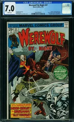 Buy Werewolf By Night 37 Cgc 7.0 White Pages Moon Knight Marvel 1976 C2 • 71.24£