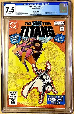 Buy The New Teen Titans  #3 Jan 1981  CGC 7.5 UK  Price V 1st App. Of Fearsome Five • 33£