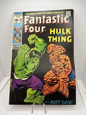 Buy Fantastic Four #112 Incredible Hulk Vs Thing Battle! Marvel 1971 Raw G+ • 159.90£