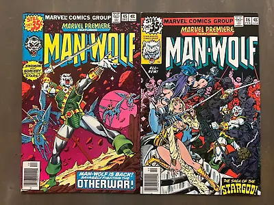 Buy 💥 Marvel Premiere # 45 & 46 1979 Man Wolf George Perez Glossy Newsstands VF 💥 • 11.99£