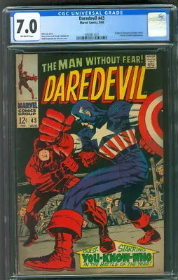 Buy Daredevil 43 CGC 7.0 Vs Captain America 8/1968 Stan Lee Story Gene Colan Art • 102.77£