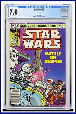 Buy Star Wars #57 CGC Graded 7.0 Marvel 1982 Newsstand Edition Of White Comic Book. • 38.38£