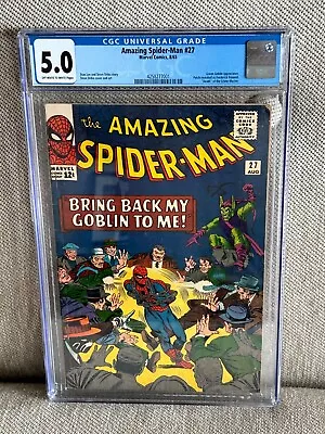 Buy Amazing Spider-Man 27 CGC 5.0 OW/W Pages 1965 Silver Age Green Goblin • 134.40£