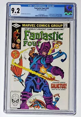 Buy Fantastic Four 243, CGC 9.2, Classic Galactus Cover, Byrne, Movie Coming Soon • 48.14£