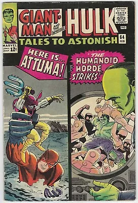 Buy TALES TO ASTONISH 64 F- 1965 INCREDIBLE HULK 1st LEADER COVER 1959 1st SERIES • 39.52£