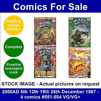 Buy 2000AD 5th 12th 19th 26th December 1987 - 4 Comics #551-554 VG/VG+ • 4.99£