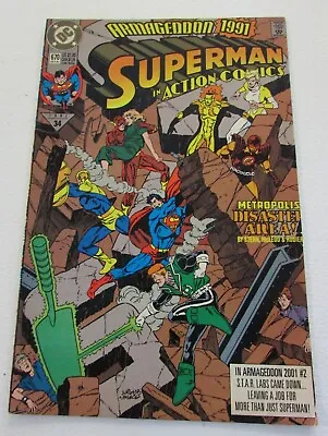 Buy Comic Book Dc Comics Armageddon 1991 Superman In Action Comics 670 Oct 91 • 7.84£