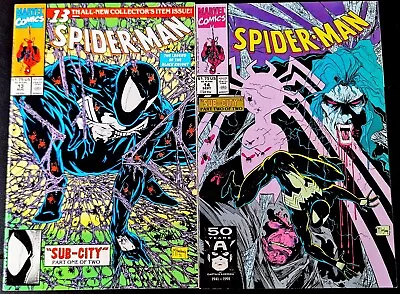 Buy SPIDER-MAN #13 #14 CLASSIC TODD MCFARLANE COVER KEY Sub City 2 Part MARVEL 1991 • 15.99£