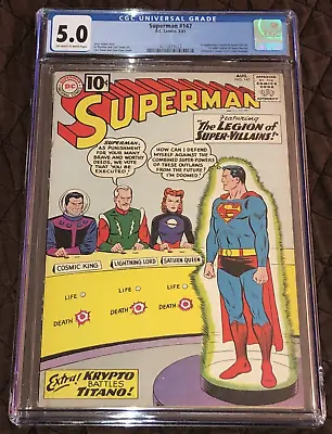 Buy 1961 DC Comics Superman 147 1st Legion Of Super Villains Graded CGC 5.0 • 223.83£