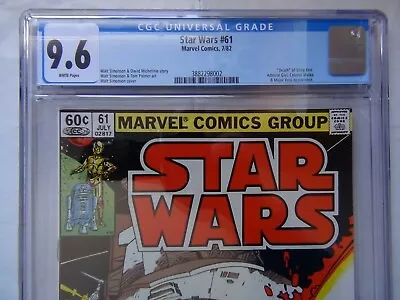 Buy Star Wars 61 (Marvel 7/82) - CGC 9.6 WHITE PAGES - NEWSSTAND VERSION • 207.84£
