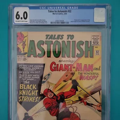 Buy Tales To Astonish 52 CGC 6.0 1964 1st Appearance Of Black Knight Wasp Giant Man • 199.87£