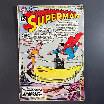 Buy Superman 154 Silver Age DC 1962 Mxyzptlk Curt Swan Cover Jerry Siegel Comic • 11.82£
