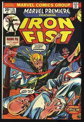 Buy Marvel Premiere #15 FN/VF 7.0 1st Appearance Origin Iron Fist! Marvel 1974 • 154.90£