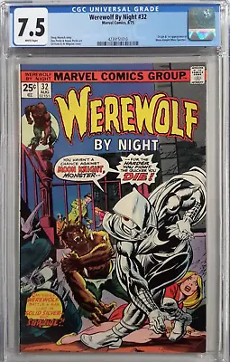 Buy 🔥werewolf By Night #32 Cgc 7.5*marvel, 1975*white❄pages*1st App Of Moon🌒knight • 1,185.90£
