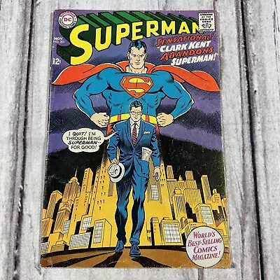 Buy SUPERMAN #201 DC COMICS 1967 First Print Clark Kent Abandons Superman SILVER AGE • 12.01£