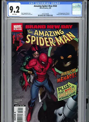 Buy Amazing Spider-Man #550 (2008) Marvel CGC 9.2 White 1st Full App Of Menace • 23.50£