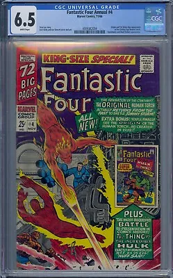 Buy Fantastic Four Annual #4 Cgc 6.5 Human Torch Quasimodo Mad Thinker White Pages • 65.03£