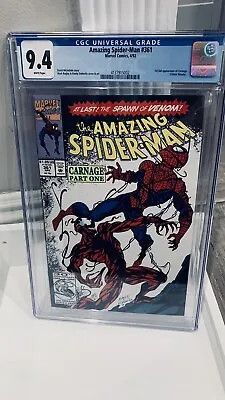 Buy CGC 9.4 Amazing Spider-man 361 1st App Carnage Key Book Symbiote Bagley Venom  • 157.32£