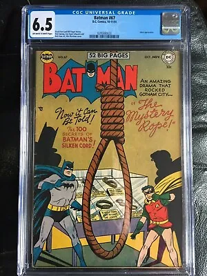 Buy BATMAN #67 CGC FN+ 6.5; OW-W; Kane, Sprang Art; Noose Cvr, Joker App.! • 944.78£