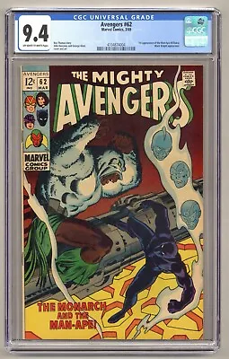 Buy Avengers 62 (CGC 9.4) 1st Appearance Of Man-Ape Black Knight Buscema 1969 J967 • 434.83£