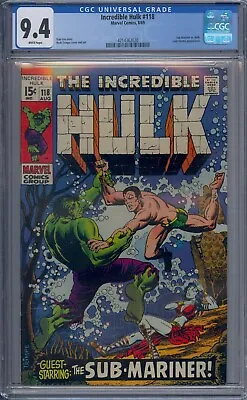 Buy Incredible Hulk #118 Cgc 9.4 Sub-mariner Vs Hulk Lady Dorma White Pages • 436.63£