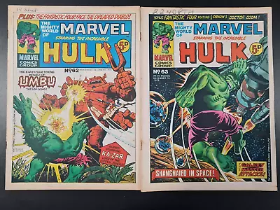 Buy The Mighty World Of Marvel Starring Hulk / Avengers #62 & #63 Marvel Uk 1973 • 0.99£