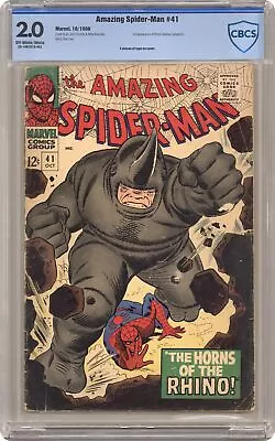 Buy Amazing Spider-Man #41 CBCS 2.0 1966 20-16B767A-001 1st App. Rhino • 180.96£