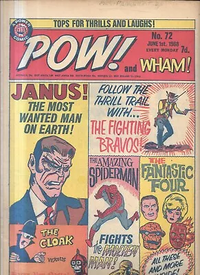 Buy Vintage Pow & Wham Comic No 72 June 1st 1968 Spiderman Fantastic Four • 4£