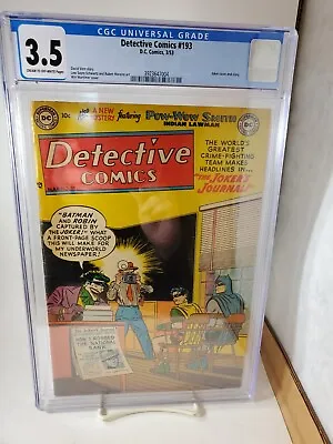 Buy Detective Comics #193 Joker Cover PreCode Golden Age Batman DC 1953 CGC 3.5 * • 433.60£